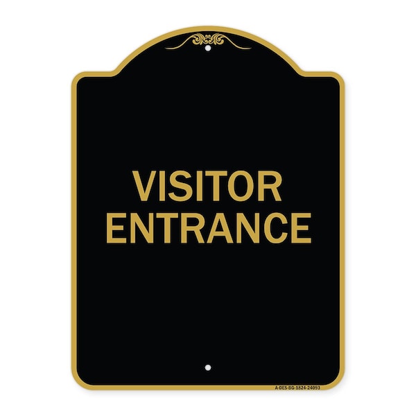 Signmission Designer Series Entrance Visitor Entrance, Black & Gold Aluminum Sign, 18" H, BG-1824-24093 A-DES-BG-1824-24093 - main